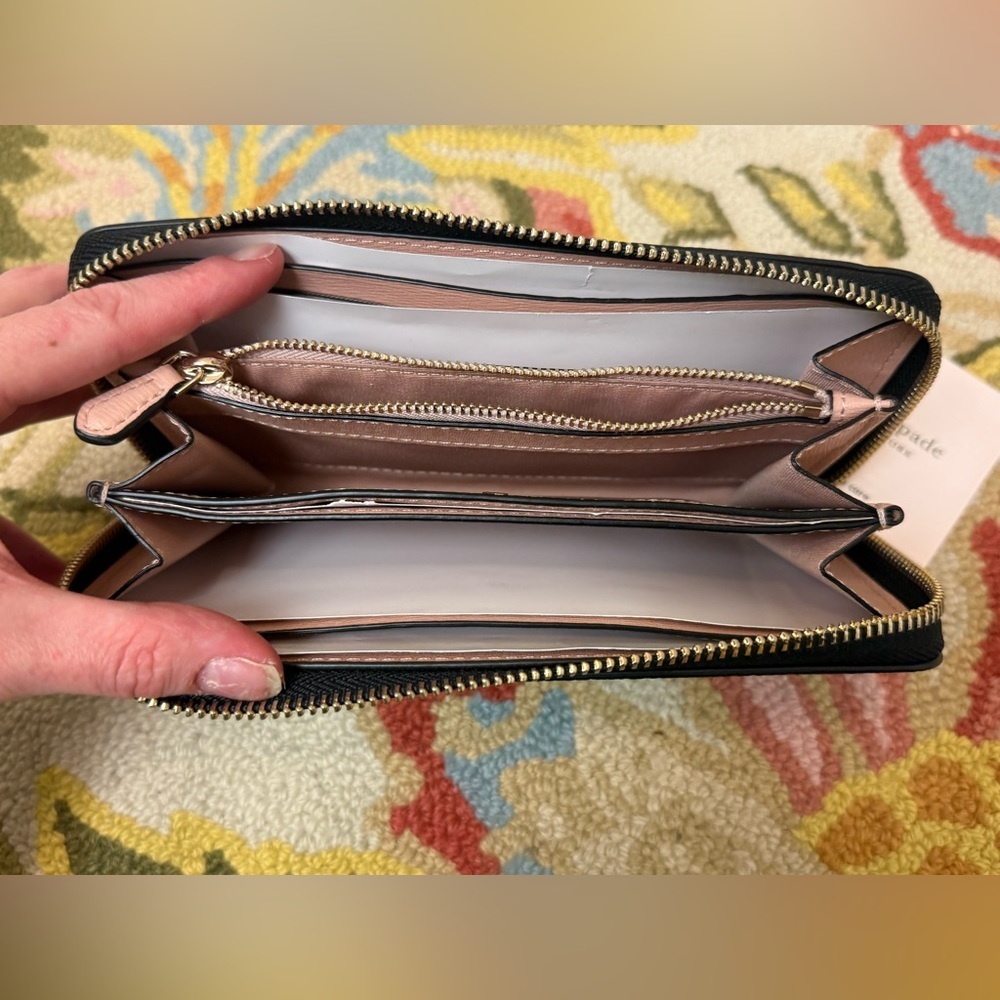 Kate Spade New York Large Black Leather Zip-Around Continental Clutch/Wallet - Picture 15 of 16